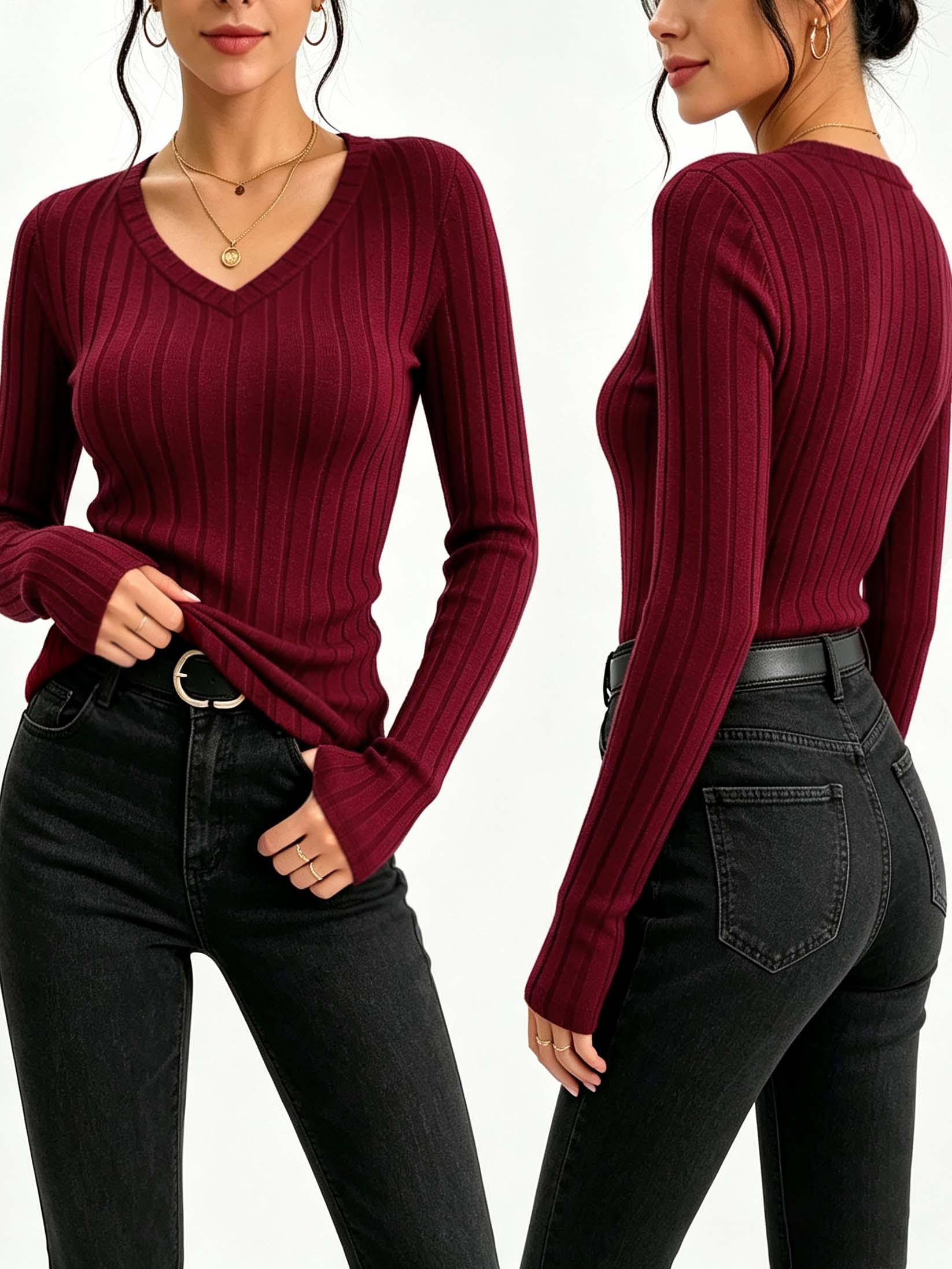 Winter Clothing For Women - Top de punto acanalado con cuello