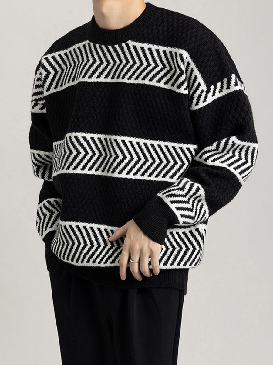 Winter Clothing Hong Kong - Jersey informal holgado a rayas para